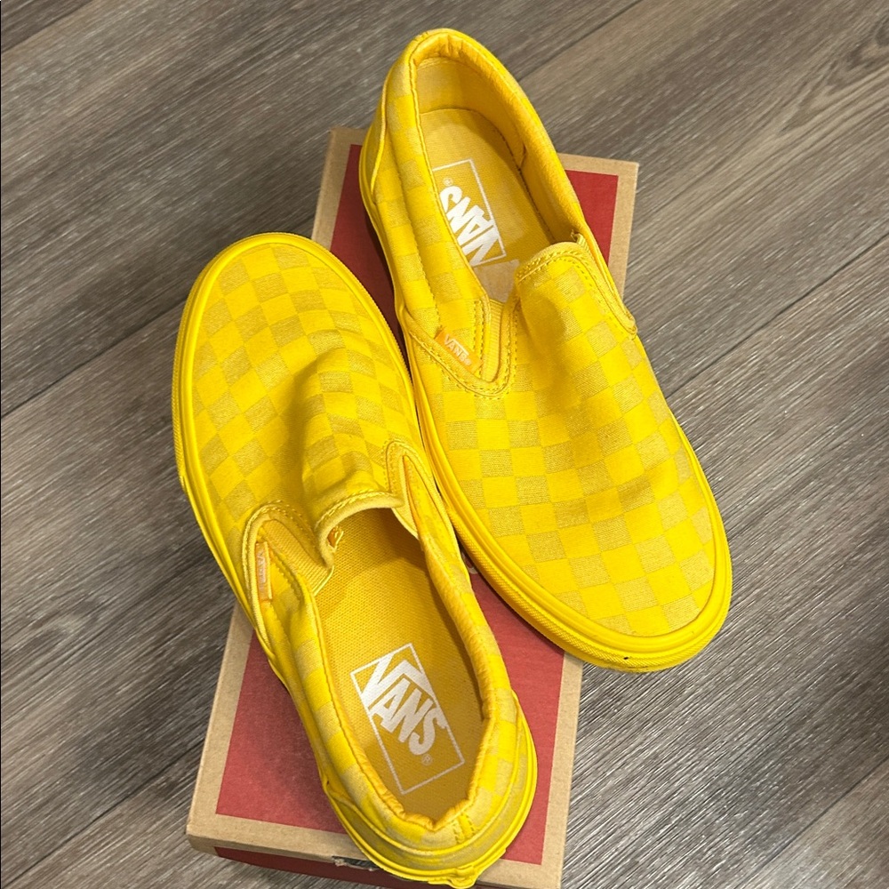 Vans Yellow Checkerboard Slip-On Sneakers - Picture 2 of 3